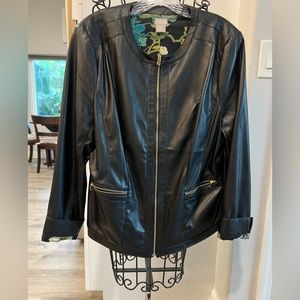 Chico’s black faux leather jacket size 2 (Large)